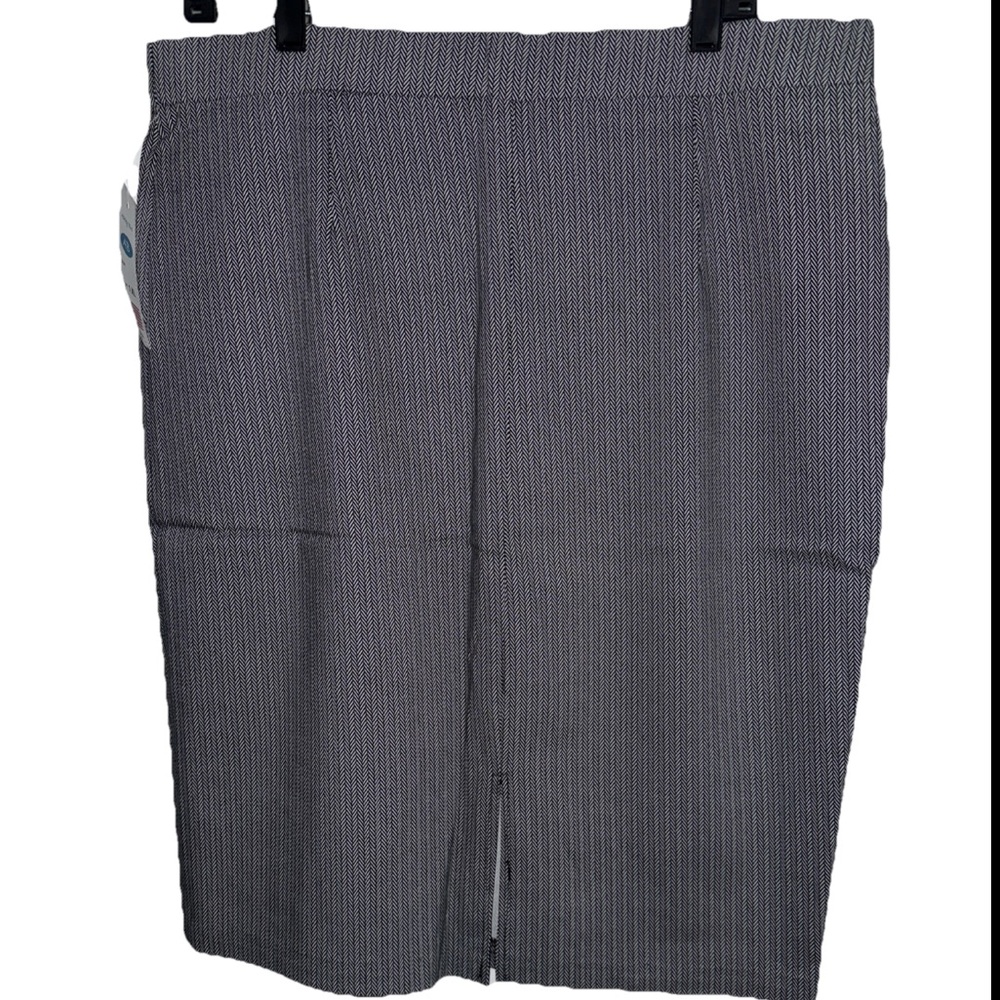 Ashley Blue Midi Skirt Women’s Geometric Design Elastic Waist 1XL NWT